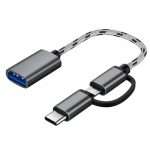 Adaptador OTG 2 en 1 Micro USB y Tipo-C a USB