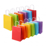 12 Bolsas de Papel Kraft con Asas de Colores 16x22cm