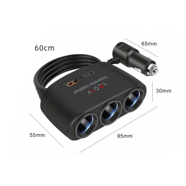 Divisor de Cargador 120W de Auto 3 en 1 - Imagen 2