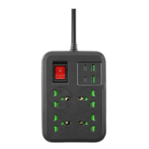 Regleta de alimentación 8 en 1 con 4 Salidas universales, 2 USB y 2 Tipo C