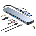 USB C 3.0 Hub 8 Puertos en 1 con Adaptador Tipo C